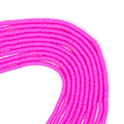 1 Dizi (40 Cm) - 4 mm Fimo Boncuk, Koyu Pembe Renk Polimer Kil Fimo Boncuk Dizisi, Hamur Boncuk - 1
