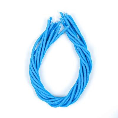 1 Dizi (40 Cm) - 4 mm Fimo Boncuk, Mavi Renk Polimer Kil Fimo Boncuk Dizisi, Hamur Boncuk - 4