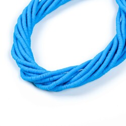 1 Dizi (40 Cm) - 4 mm Fimo Boncuk, Mavi Renk Polimer Kil Fimo Boncuk Dizisi, Hamur Boncuk - 2