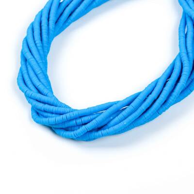 1 Dizi (40 Cm) - 4 mm Fimo Boncuk, Mavi Renk Polimer Kil Fimo Boncuk Dizisi, Hamur Boncuk - 2