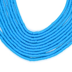 1 Dizi (40 Cm) - 4 mm Fimo Boncuk, Mavi Renk Polimer Kil Fimo Boncuk Dizisi, Hamur Boncuk - 1