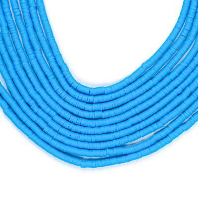 1 Dizi (40 Cm) - 4 mm Fimo Boncuk, Mavi Renk Polimer Kil Fimo Boncuk Dizisi, Hamur Boncuk - 1