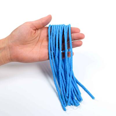 1 Dizi (40 Cm) - 4 mm Fimo Boncuk, Mavi Renk Polimer Kil Fimo Boncuk Dizisi, Hamur Boncuk - 3