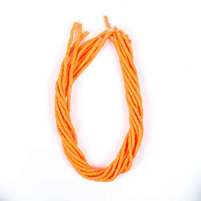 1 Dizi (40 Cm) - 4 mm Fimo Boncuk, Nar Çiçeği Renk Polimer Kil Fimo Boncuk Dizisi, Hamur Boncuk - 4
