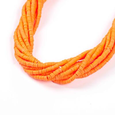 1 Dizi (40 Cm) - 4 mm Fimo Boncuk, Nar Çiçeği Renk Polimer Kil Fimo Boncuk Dizisi, Hamur Boncuk - 2