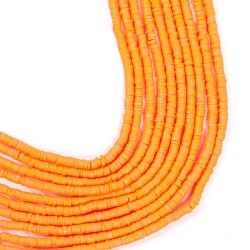 1 Dizi (40 Cm) - 4 mm Fimo Boncuk, Nar Çiçeği Renk Polimer Kil Fimo Boncuk Dizisi, Hamur Boncuk - 1