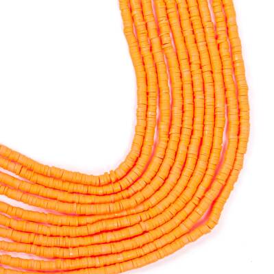 1 Dizi (40 Cm) - 4 mm Fimo Boncuk, Nar Çiçeği Renk Polimer Kil Fimo Boncuk Dizisi, Hamur Boncuk - 1
