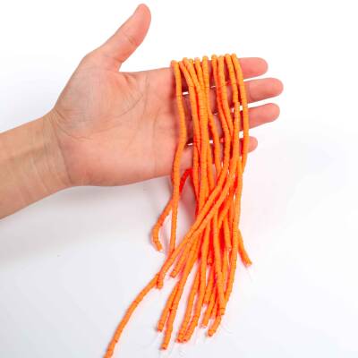 1 Dizi (40 Cm) - 4 mm Fimo Boncuk, Nar Çiçeği Renk Polimer Kil Fimo Boncuk Dizisi, Hamur Boncuk - 3