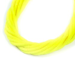 1 Dizi (40 Cm) - 4 mm Fimo Boncuk, Neon Sarı Renk Polimer Kil Fimo Boncuk Dizisi, Hamur Boncuk - 2