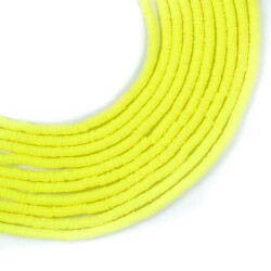 1 Dizi (40 Cm) - 4 mm Fimo Boncuk, Neon Sarı Renk Polimer Kil Fimo Boncuk Dizisi, Hamur Boncuk - 1