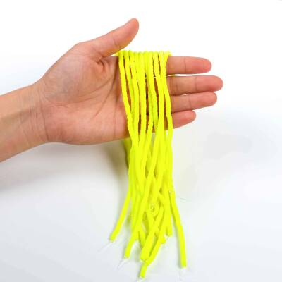 1 Dizi (40 Cm) - 4 mm Fimo Boncuk, Neon Sarı Renk Polimer Kil Fimo Boncuk Dizisi, Hamur Boncuk - 3