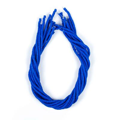 1 Dizi (40 Cm) - 4 mm Fimo Boncuk, Parlament Mavi Renk Polimer Kil Fimo Boncuk Dizisi, Hamur Boncuk - 4
