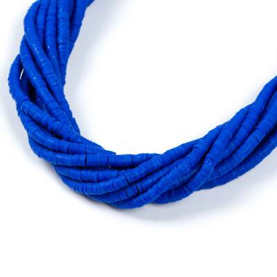 1 Dizi (40 Cm) - 4 mm Fimo Boncuk, Parlament Mavi Renk Polimer Kil Fimo Boncuk Dizisi, Hamur Boncuk - 2