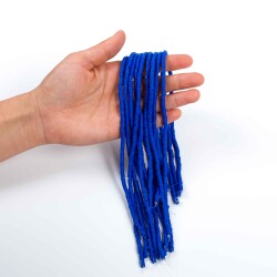 1 Dizi (40 Cm) - 4 mm Fimo Boncuk, Parlament Mavi Renk Polimer Kil Fimo Boncuk Dizisi, Hamur Boncuk - 3