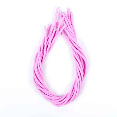 1 Dizi (40 Cm) - 4 mm Fimo Boncuk, Pembe Renk Polimer Kil Fimo Boncuk Dizisi, Hamur Boncuk - 3