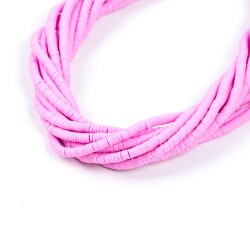 1 Dizi (40 Cm) - 4 mm Fimo Boncuk, Pembe Renk Polimer Kil Fimo Boncuk Dizisi, Hamur Boncuk - 2