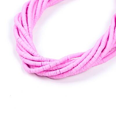 1 Dizi (40 Cm) - 4 mm Fimo Boncuk, Pembe Renk Polimer Kil Fimo Boncuk Dizisi, Hamur Boncuk - 2