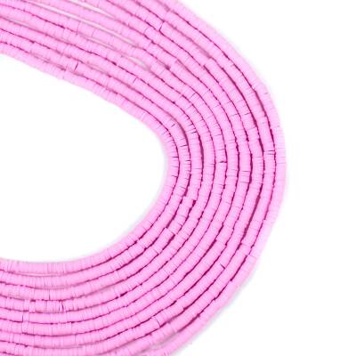1 Dizi (40 Cm) - 4 mm Fimo Boncuk, Pembe Renk Polimer Kil Fimo Boncuk Dizisi, Hamur Boncuk - 1