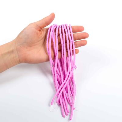1 Dizi (40 Cm) - 4 mm Fimo Boncuk, Pembe Renk Polimer Kil Fimo Boncuk Dizisi, Hamur Boncuk - 4