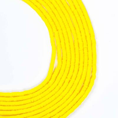 1 Dizi (40 Cm) - 4 mm Fimo Boncuk, Sarı Renk Polimer Kil Fimo Boncuk Dizisi, Hamur Boncuk - 1