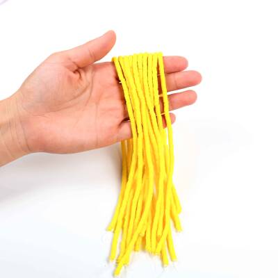 1 Dizi (40 Cm) - 4 mm Fimo Boncuk, Sarı Renk Polimer Kil Fimo Boncuk Dizisi, Hamur Boncuk - 3
