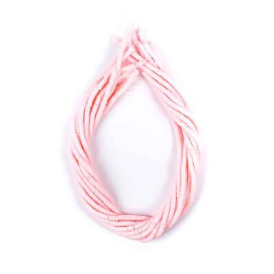 1 Dizi (40 Cm) - 4 mm Fimo Boncuk, Şeker Pembe Renk Polimer Kil Fimo Boncuk Dizisi, Hamur Boncuk - 4