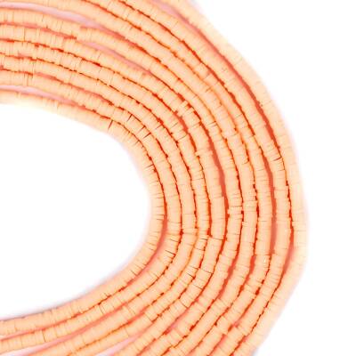 1 Dizi (40 Cm) - 4 mm Fimo Boncuk, Somon Renk Polimer Kil Fimo Boncuk Dizisi, Hamur Boncuk - 1