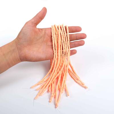 1 Dizi (40 Cm) - 4 mm Fimo Boncuk, Somon Renk Polimer Kil Fimo Boncuk Dizisi, Hamur Boncuk - 3