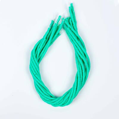 1 Dizi (40 Cm) - 4 mm Fimo Boncuk, Turkuaz-Yeşil Renk Polimer Kil Fimo Boncuk Dizisi, Hamur Boncuk - 4