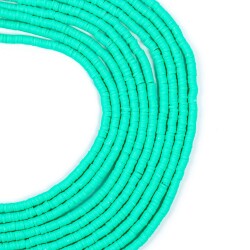 1 Dizi (40 Cm) - 4 mm Fimo Boncuk, Turkuaz-Yeşil Renk Polimer Kil Fimo Boncuk Dizisi, Hamur Boncuk - 1