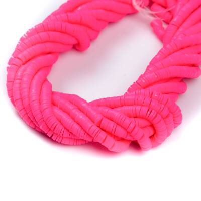 1 Dizi (40 Cm) - 6 Mm Fimo Boncuk, Fosfor Pembe Renk Polimer Kil Fimo Boncuk Dizisi, Hamur Boncuk - 2