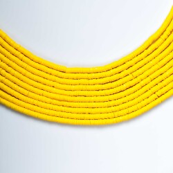 1 Dizi (40 Cm) - 6 Mm Fimo Boncuk, Sarı Renk Polimer Kil Fimo Boncuk Dizisi, Hamur Boncuk - 3