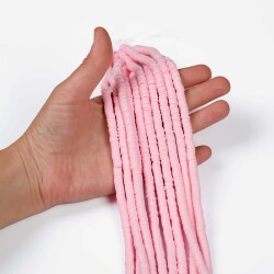 1 Dizi (40 Cm) - 6 Mm Fimo Boncuk, Şeker Pembe Renk Polimer Kil Fimo Boncuk Dizisi, Hamur Boncuk - 3