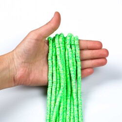 1 Dizi (40 Cm) - 6 Mm Fimo Boncuk, Yeşil Tonları Renk Polimer Kil Fimo Boncuk Dizisi, Hamur Boncuk - 5