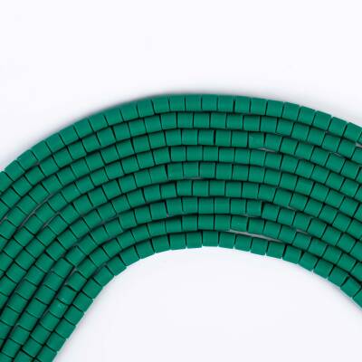20 Adet - 6x6 mm Lino Boncuk, Çimen Yeşil Renk Polimer Kil Silindir Lino Hamur Boncuk - 3