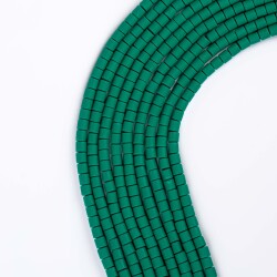 20 Adet - 6x6 mm Lino Boncuk, Çimen Yeşil Renk Polimer Kil Silindir Lino Hamur Boncuk - 1