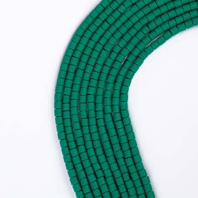 20 Adet - 6x6 mm Lino Boncuk, Çimen Yeşil Renk Polimer Kil Silindir Lino Hamur Boncuk - 1