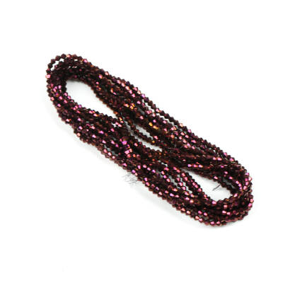 1 Dizi (40 cm- 90-95 Adet) - 4 mm Piramit Kristal Cam Boncuk, Kaplama Mor Renk Boncuk Dizisi - 3