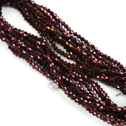 1 Dizi (40 cm- 90-95 Adet) - 4 mm Piramit Kristal Cam Boncuk, Kaplama Mor Renk Boncuk Dizisi - 1