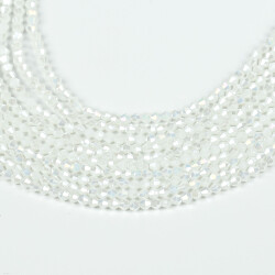 1 Dizi (40 cm- 90-95 Adet) - 4 mm Piramit Kristal Cam Boncuk, Mat Janjanlı Beyaz Renk Boncuk Dizisi - 3