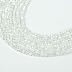 1 Dizi (40 cm- 90-95 Adet) - 4 mm Piramit Kristal Cam Boncuk, Mat Janjanlı Beyaz Renk Boncuk Dizisi - 2
