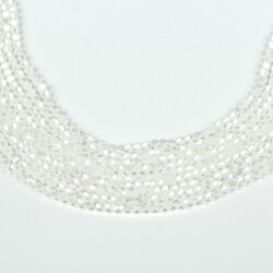 1 Dizi (40 cm- 90-95 Adet) - 4 mm Piramit Kristal Cam Boncuk, Mat Janjanlı Krem Renk Boncuk Dizisi - 3