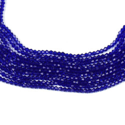 1 Dizi (40 cm- 90-95 Adet) - 4 mm Piramit Kristal Cam Boncuk, Parlament Mavi Renk Boncuk Dizisi - 3