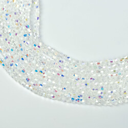 1 Dizi (40 cm- 90-95 Adet) - 4 mm Piramit Kristal Cam Boncuk, Şeffaf Çok Janjanlı Renk Boncuk Dizisi - 2