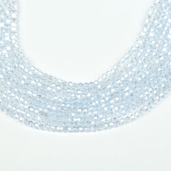 1 Dizi (40 cm- 90-95 Adet) - 4 mm Piramit Kristal Cam Boncuk, Şeffaf Janjanlı Buz Mavisi Renk Boncuk Dizisi - 4