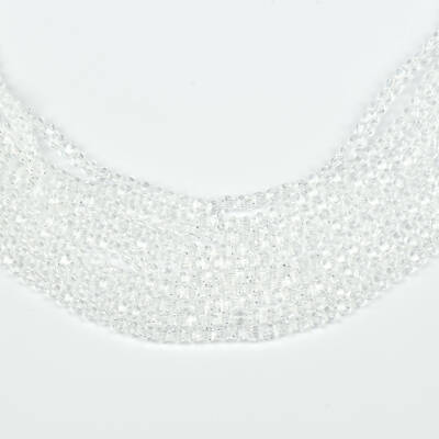 1 Dizi (40 cm- 90-95 Adet) - 4 mm Piramit Kristal Cam Boncuk, Şeffaf Renk Boncuk Dizisi - 2