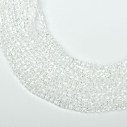1 Dizi (40 cm- 90-95 Adet) - 4 mm Piramit Kristal Cam Boncuk, Şeffaf Renk Boncuk Dizisi - 3