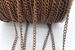 1 Metre - 0.60 mm Kıvrık Zincir, Kolye ve Bileklik Zinciri, Takı Zinciri, Antik Bakır Kaplama - YF Hobi