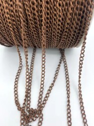 1 Metre - 0.80 mm Kıvrık Zincir, Kolye ve Bileklik Zinciri, Takı Zinciri, Antik Bakır Kaplama - YF Hobi