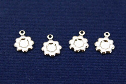 10 Adet- 10 Mm Çiçek Desenli Pul, Takı Malzemesi, Metal Pul, Nikel Kaplama, Pirinç #1257n - 1